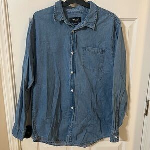 100% Cotton Pacsun Men’s XL Blue Denim Button Down Shirt Everyday 90s Western